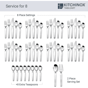 Boston Warehouse Kitchinox Chalet Stainless Steel Flatware Set, 50 Piece (69029)