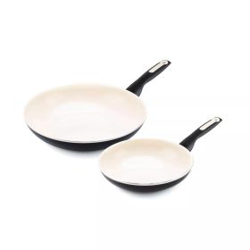 2PK (8" and 11") Ceramic Nonstick Breakfast Set Black