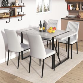 5-piece Dining Table Chairs Set, Rectangular Dining Room Table Set for 4, Modern Dining Table and faux leather Chairs for Kitchen Dining Room, Small S