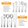 Vesteel 45-Piece Silverware Set with Serving Utensils, Stainless Steel Hammered Flatware Cutlery Set for 8 Include Forks Knives Spoons, Heavy Duty & M