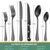 24 Piece Flatware Set for 4, TINANA Stainless Steel Flatware Set, Mirror Polished Cutlery Utensil Set, Durable Home Kitchen Eating Tableware Set, Fork