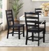 Modern Contemporary Black White 7pc Dining Set Table and 6 Side Chairs Set Wooden Kitchen Dining Furniture Casual Style