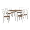 Cherry and White Finish 7pc Dining Set Table and 6 Side Chairs Set Double X-Back Design Wooden Casual Country Style Dining Room Furniture