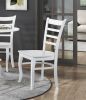 White Finish 5pc Dining Set Round Table and 4 Chairs Set Wooden Ladder-Back Casual Farmhouse Style Kitchen Dining Room Furniture