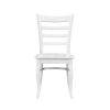 White Finish 5pc Dining Set Round Table and 4 Chairs Set Wooden Ladder-Back Casual Farmhouse Style Kitchen Dining Room Furniture