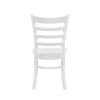 White Finish 5pc Dining Set Round Table and 4 Chairs Set Wooden Ladder-Back Casual Farmhouse Style Kitchen Dining Room Furniture