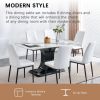 Faux Marble Dining Table Set with Convertible Base, Luxury Rectangular Kitchen Table for 6-8, Modern White Faux Marble Dining Room Table with MDF Base