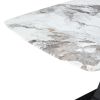 Faux Marble Dining Table Set with Convertible Base, Luxury Rectangular Kitchen Table for 6-8, Modern White Faux Marble Dining Room Table with MDF Base