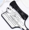 8 Pieces Travel Flatware Set, Portable Stainless Steel Utensils Set, Knife Fork Spoon Chopsticks Straw with Zipper Case