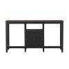 TOPMAX Farmhouse Rustic 3-piece Counter Height Wood Dining Table Set with Cabinet,2 Storage Drawers and 2 Stools for Small Places,Black+Cherry