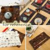 2 Pcs Chinese Style Cotton Linen Place Mats Calligraphy Pattern Table Mats Outdoor Picnics 17.7x11.8 inch, Coffee