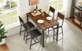 Dining Set for 5 Kitchen Table with 4 Upholstered Chairs, Rustic Brown, 47.2'' L x 27.6'' W x 29.7'' H.