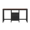 TOPMAX Farmhouse Rustic 3-piece Counter Height Wood Dining Table Set with Cabinet,2 Storage Drawers and 2 Stools for Small Places,Black+Cherry