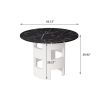 42.12"Modern Round Dining Table with Printed Black Marble Table Top for Dining Room, Kitchen, Living Room,Black+White