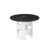 42.12"Modern Round Dining Table with Printed Black Marble Table Top for Dining Room, Kitchen, Living Room,Black+White