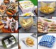 [Blue Plaid] 200 Pcs Baking Papers Grease-Proof Wax Papers Hamburger Papers