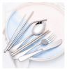 8 Pieces Travel Flatware Set, Portable Stainless Steel Utensils Set, Knife Fork Spoon Chopsticks Straw with Zipper Case