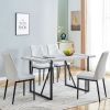 5-piece Dining Table Chairs Set, Rectangular Dining Room Table Set for 4, Modern Dining Table and faux leather Chairs for Kitchen Dining Room, Small S