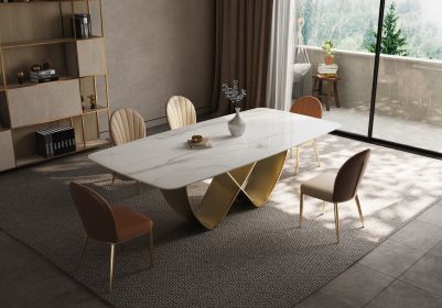 Stone Dining Table Kitchen 93.7 (Color: as Pic)