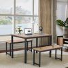 3 Pieces Dining Table Set with 2 Benches for Dining Room Kitchen Bar