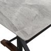 Sintered Stone Dining Table, 63" Modern Gray Rectangular Kitchen Dinner Table, Faux Marble Dining Room Table with X-shaped Metal Legs and Solid Wood B